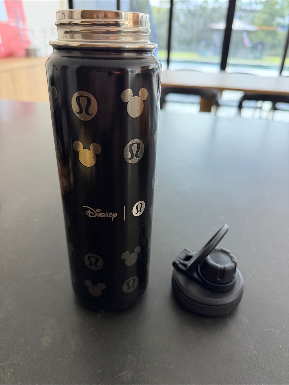 Lululemon Disney water bottle. Black